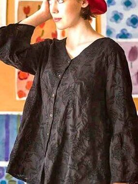 Gudrun Sjoden Fully Embroidered Blouse NEW w/tags Large
